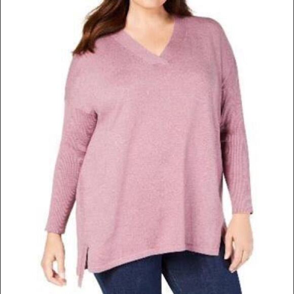 Style & Co. Womens High Low Tunic Blouse-Mauve-1X - Picture 1 of 2